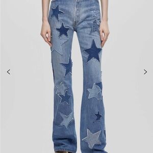 Re/Done Blue Star Patch Flare Jeans
